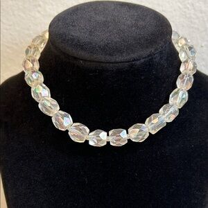 West Germany Vintage AB Crystal Beaded Choker Necklace